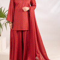 Lawn Red Stitched Suit - Almirah