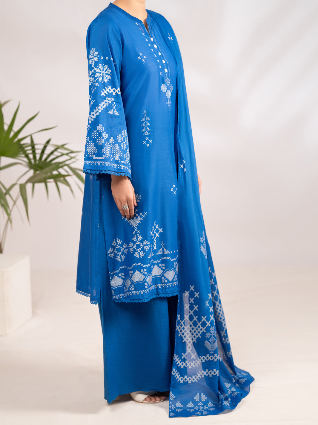 Lawn Blue Stitched Suit - Almirah