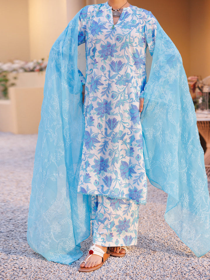 Lawn Ice Blue Stitched Suit - Almirah