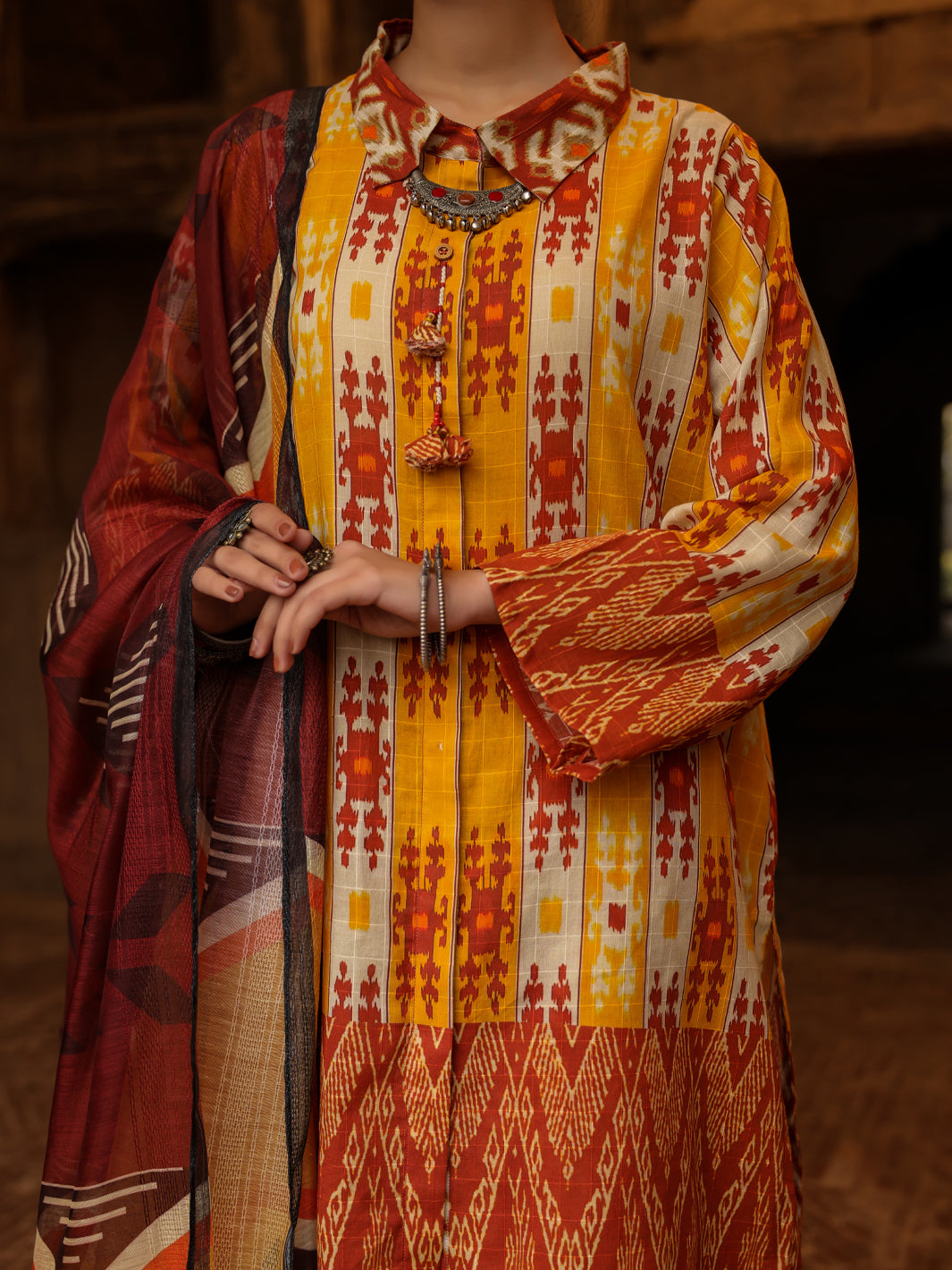 Mustard Stitched Suit - Almirah