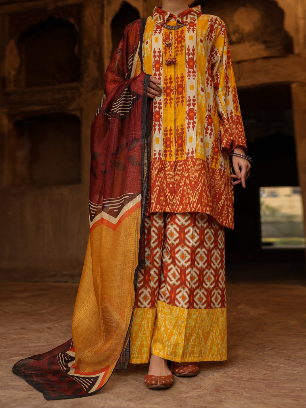 Mustard Stitched Suit - Almirah