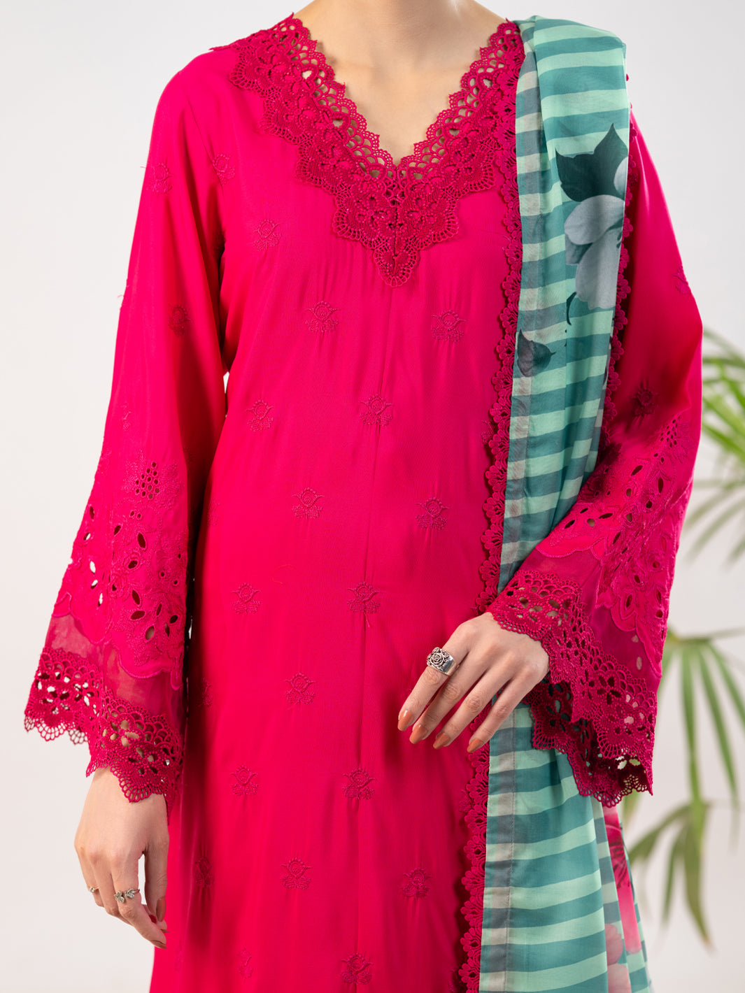 Lawn Fuchsia Stitched Suit - Almirah