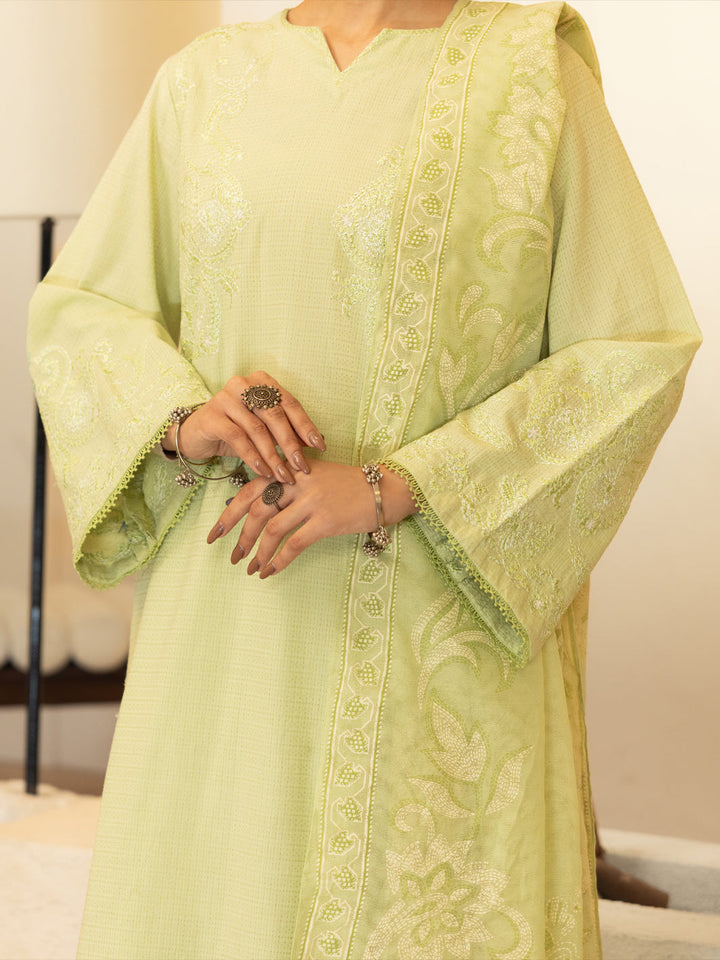 Light Green Stitched Suit - J. Junaid Jamshed