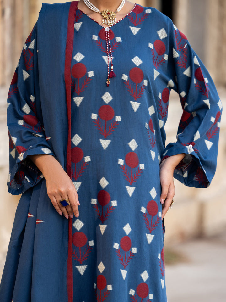 Yarn Dyed Blue Stitched Suit - Almirah
