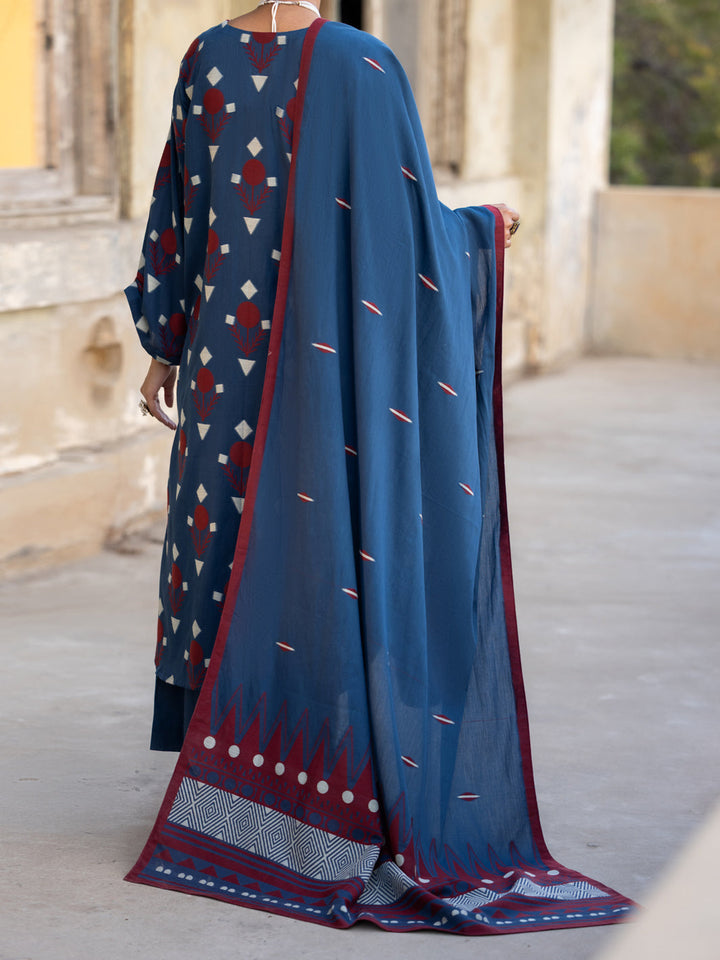 Yarn Dyed Blue Stitched Suit - Almirah