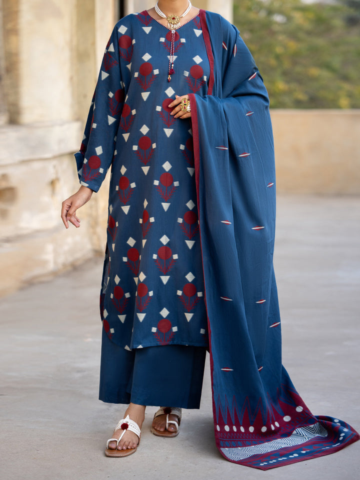 Yarn Dyed Blue Stitched Suit - Almirah