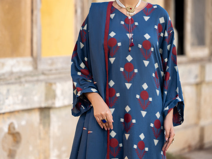 Yarn Dyed Blue Stitched Suit - Almirah