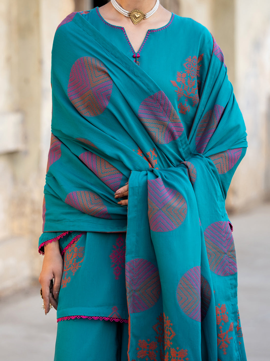 Yarn Dyed Green Stitched Suit - Almirah