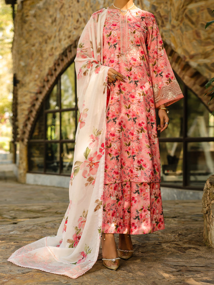 Poly Lawn Pink Stitched Suit - Almirah