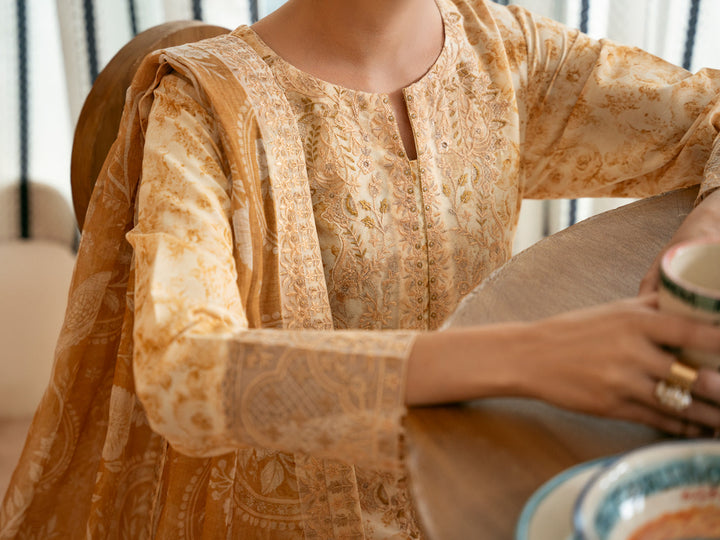 Poly Lawn Off White Stitched Suit - Almirah