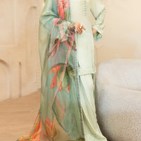 Viscose Sheesha Silk Light Green Stitched Suit - Almirah