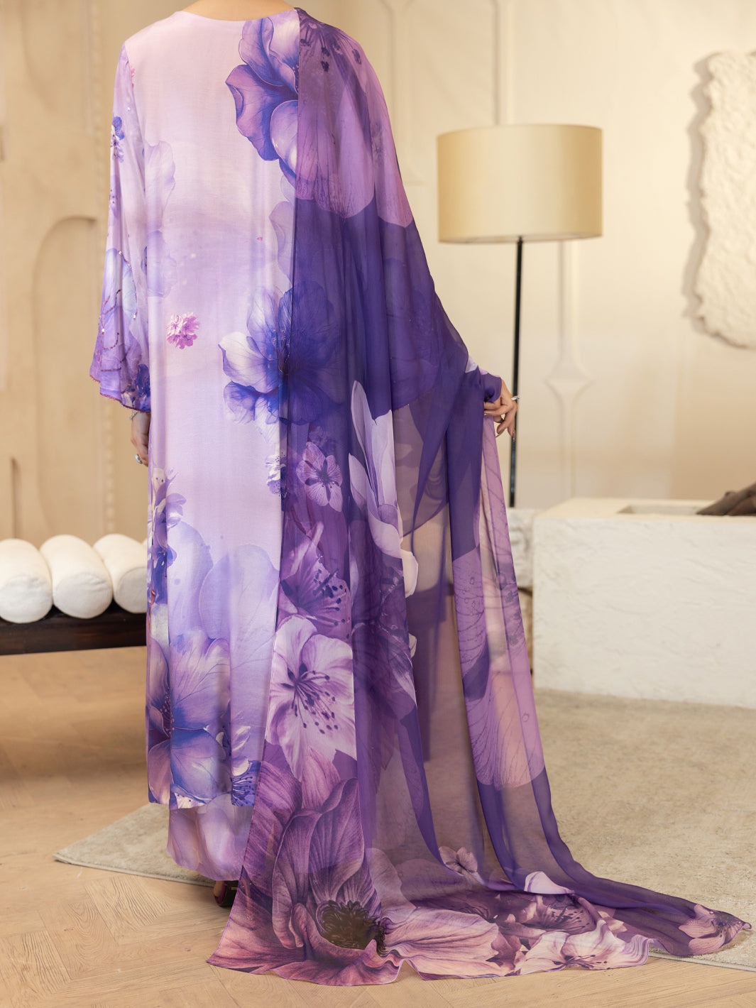 Thai Silk Purple Stitched Suit - J. Junaid Jamshed