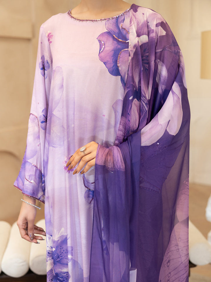 Thai Silk Purple Stitched Suit - J. Junaid Jamshed