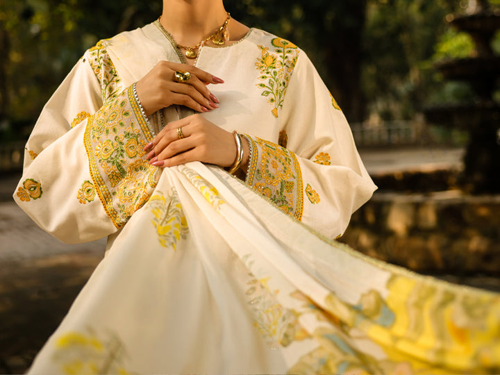 Lawn Off White Unstitched Suit - Almirah