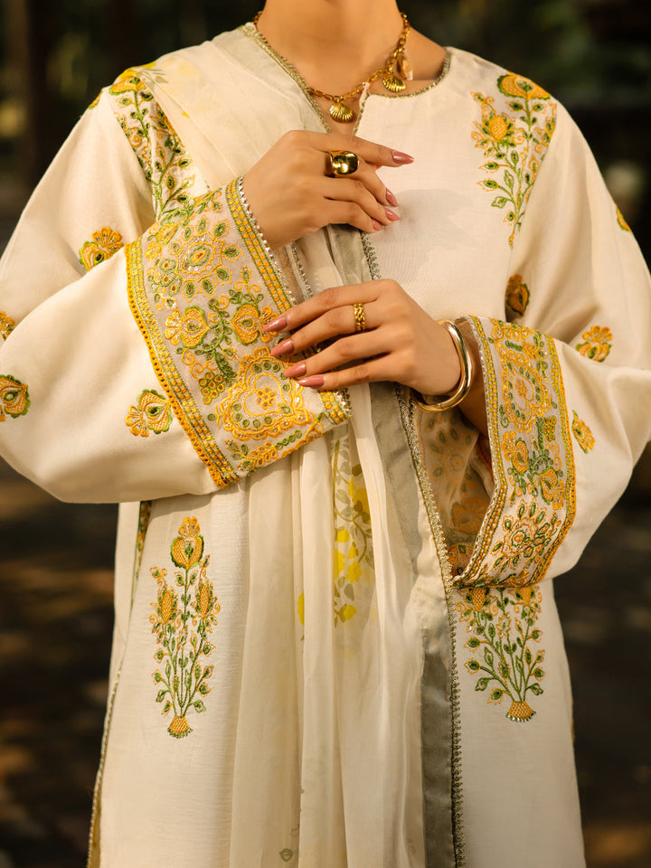 Lawn Off White Unstitched Suit - Almirah