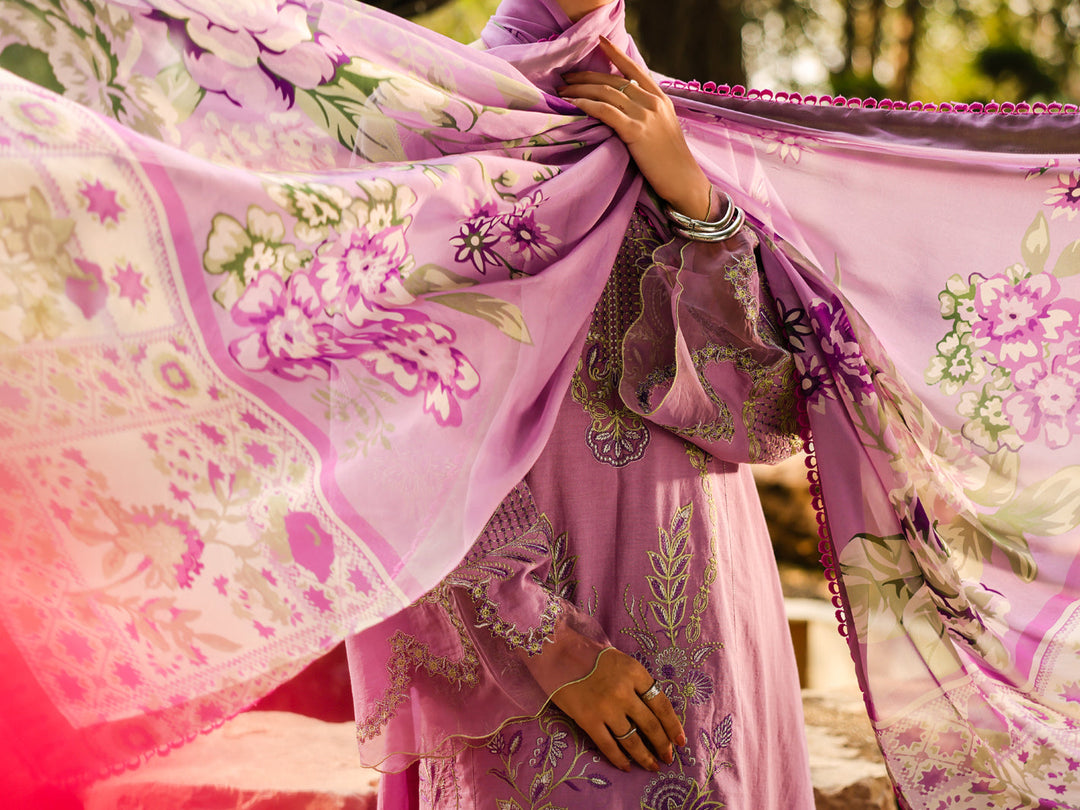 Lawn Purple Unstitched Suit - Almirah