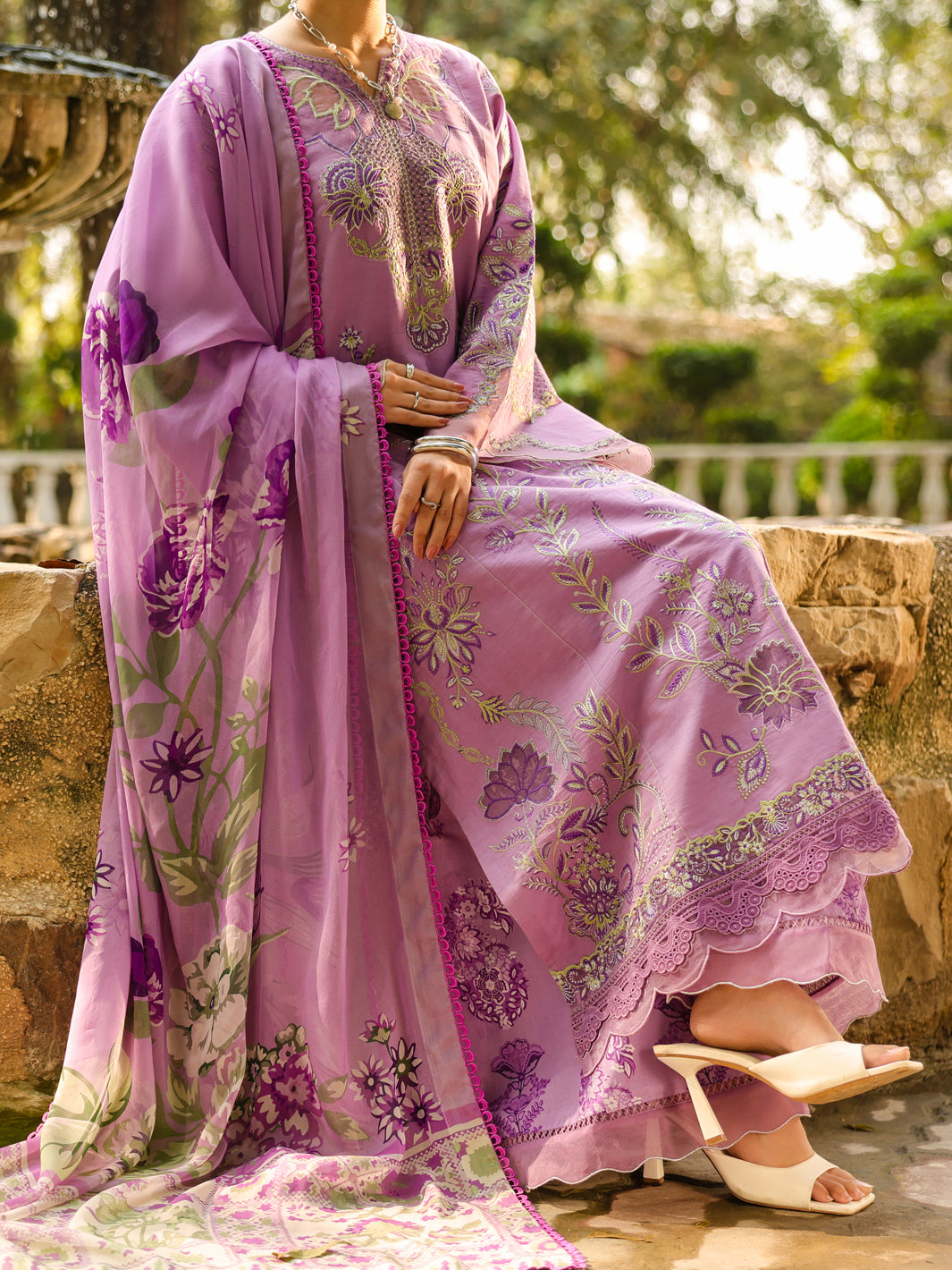 Lawn Purple Unstitched Suit - Almirah