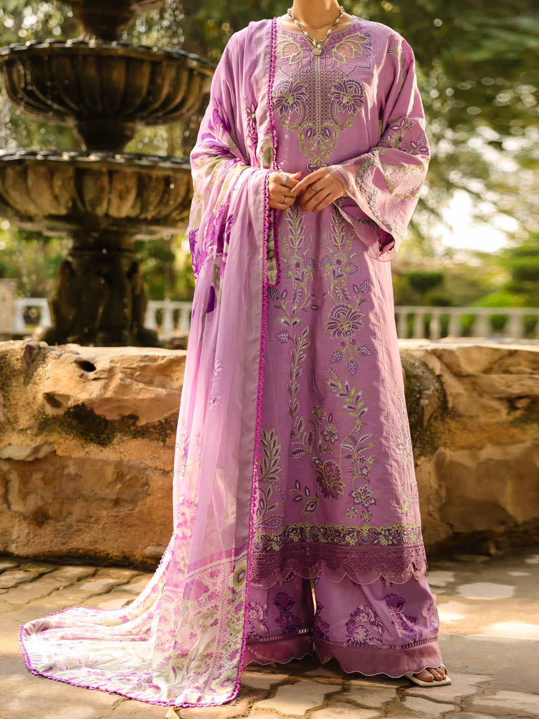 Lawn Purple Unstitched Suit - Almirah