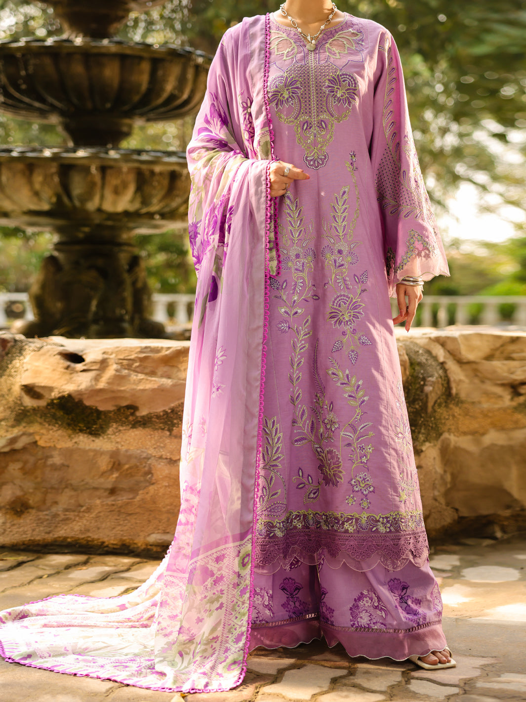 Lawn Purple Unstitched Suit - Almirah