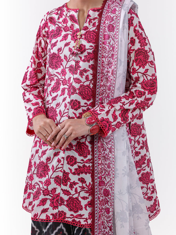 Lawn White Unstitched Suit - Almirah