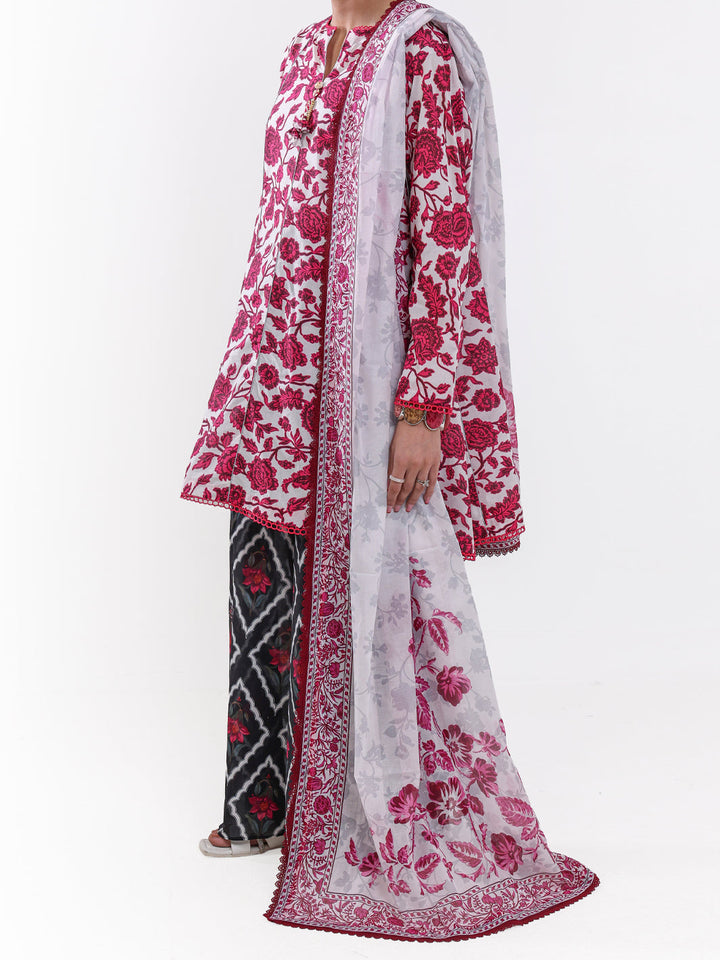 Lawn White Unstitched Suit - Almirah