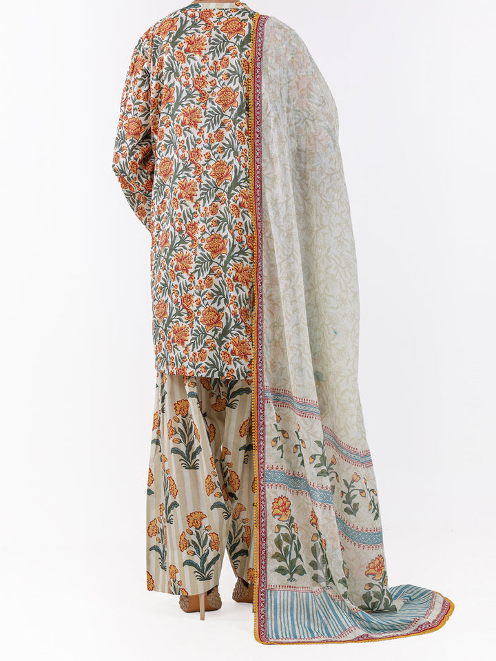 Lawn Mustard Unstitched Suit - Almirah