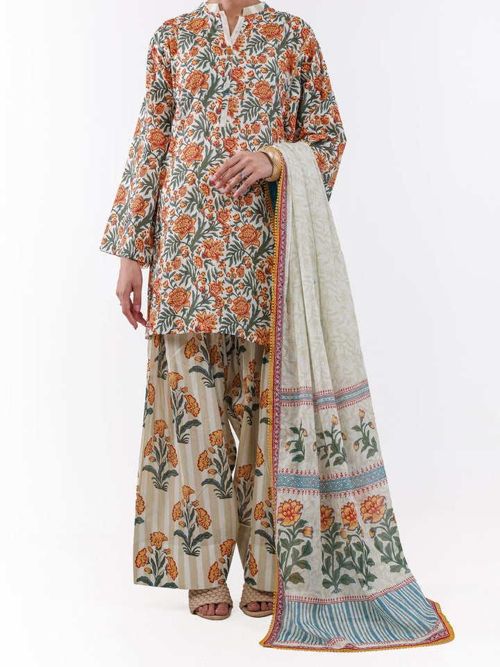 Lawn Mustard Unstitched Suit - Almirah