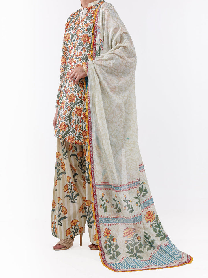 Lawn Mustard Unstitched Suit - Almirah