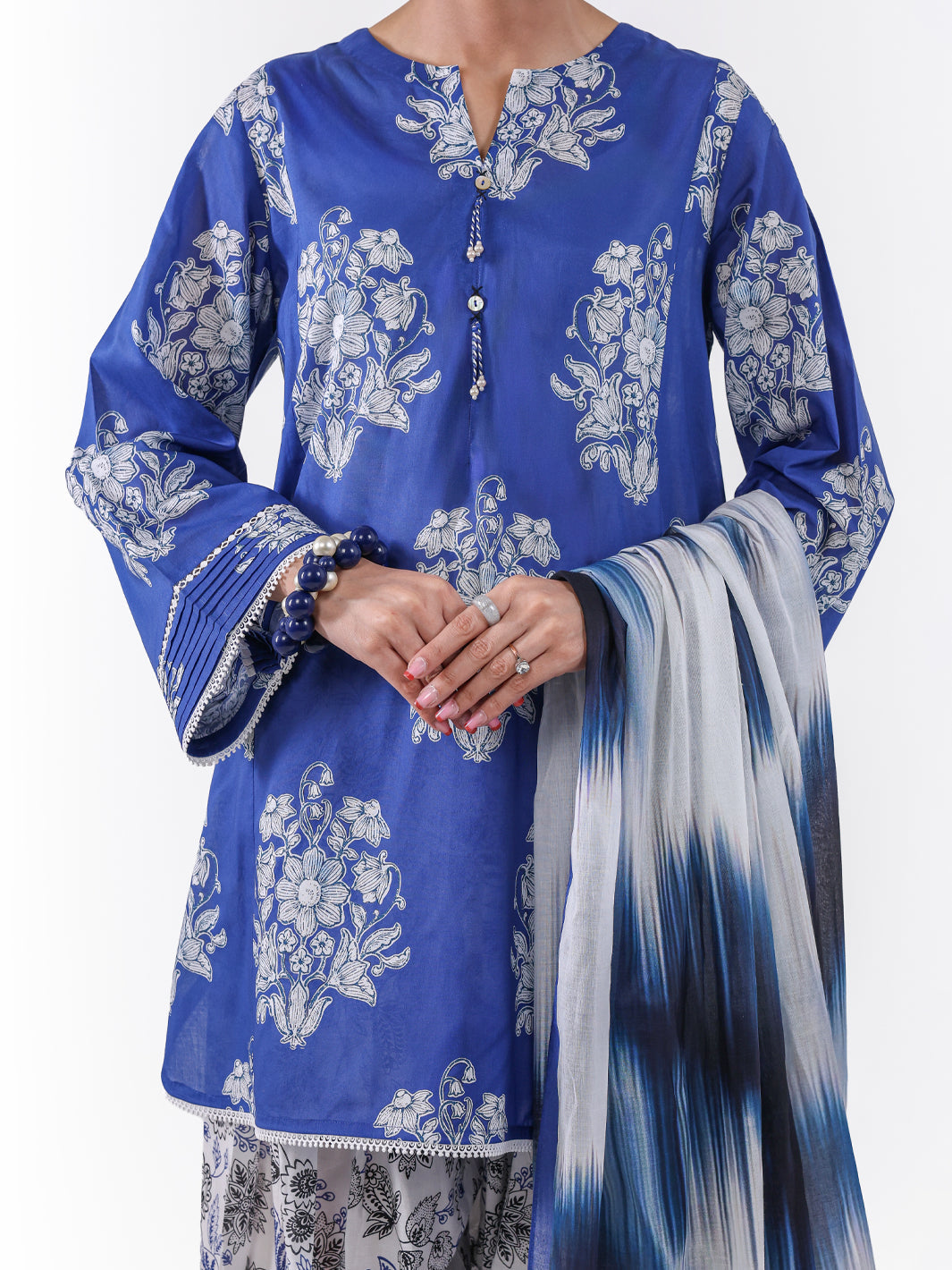 Lawn Blue Unstitched Suit - Almirah