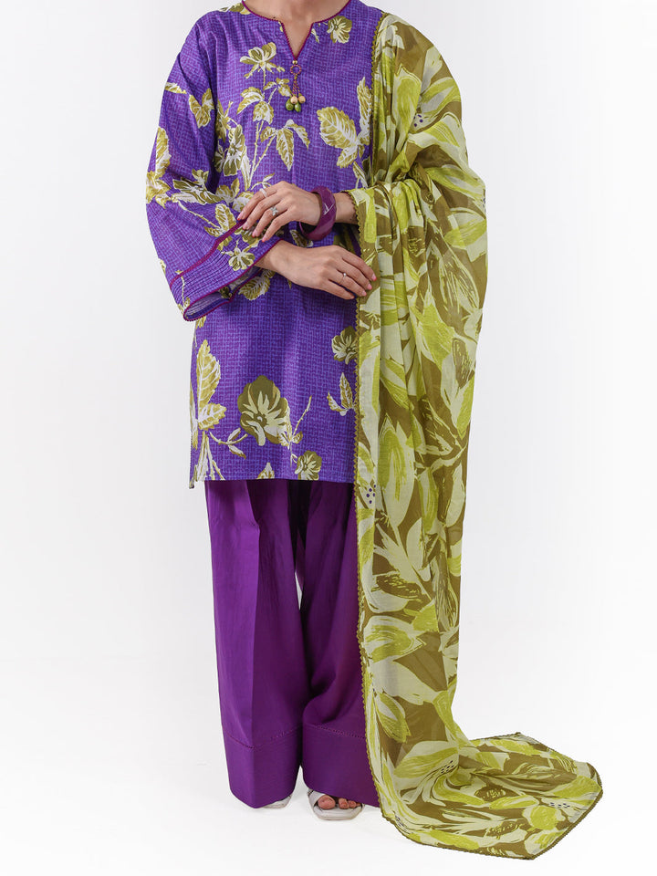 Lawn Purple Unstitched Suit - Almirah