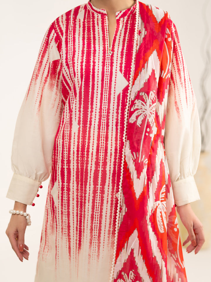 Lawn Pink Unstitched Suit - Almirah