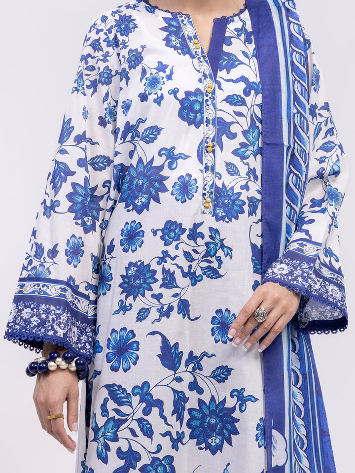 Lawn Blue Unstitched Suit - Almirah