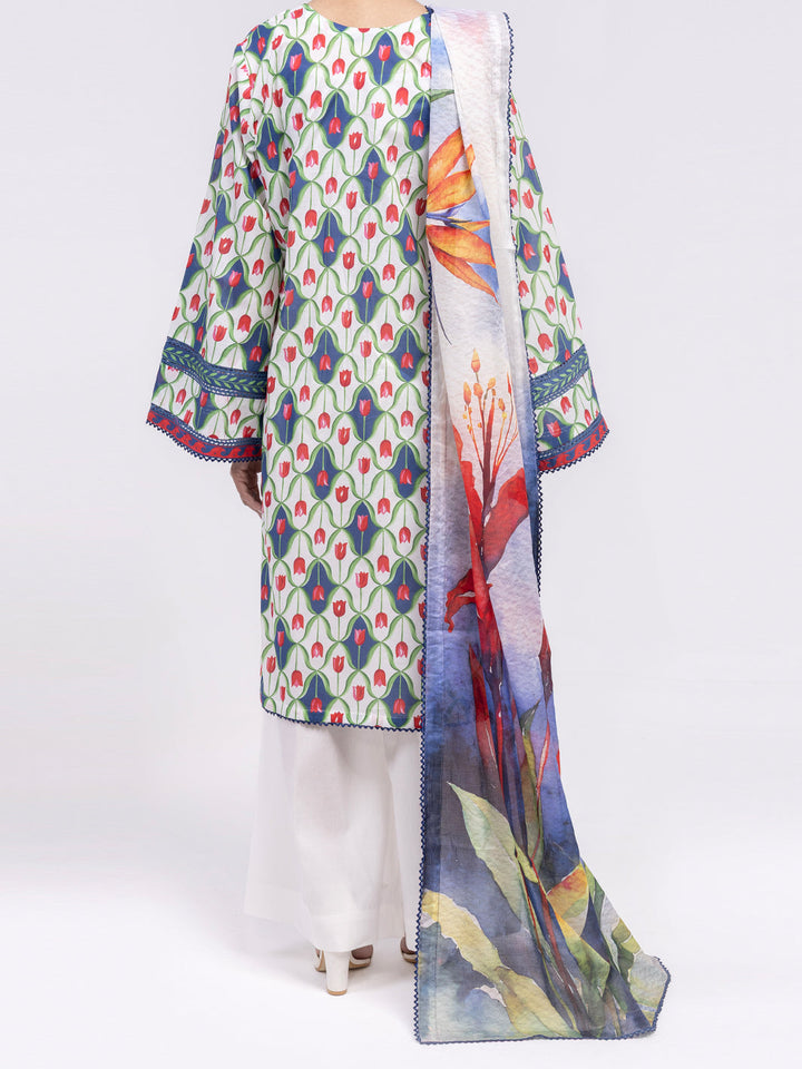 Lawn Blue Unstitched Suit - Almirah