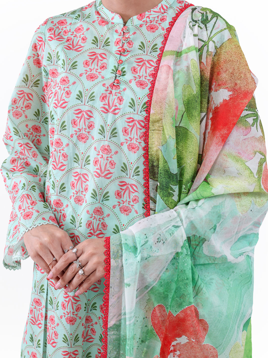 Lawn Green Unstitched Suit - Almirah