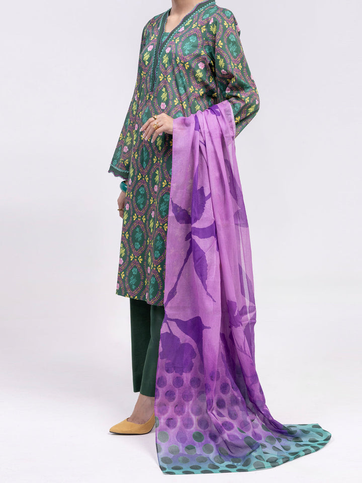 Lawn Teal Unstitched Suit - Almirah