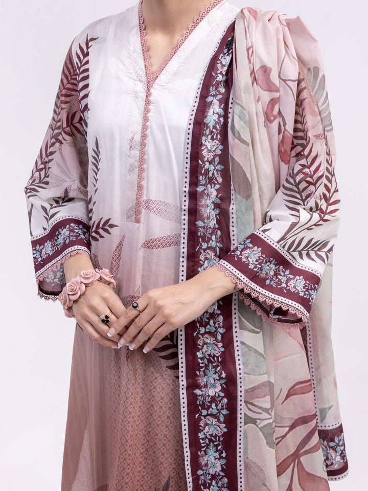 Lawn Brown Unstitched Suit - Almirah