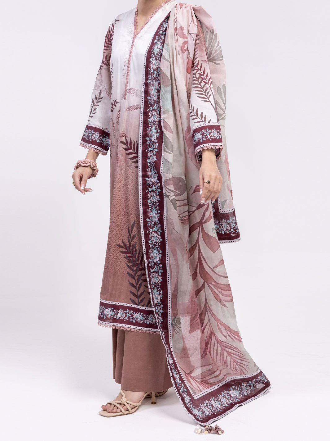 Lawn Brown Unstitched Suit - Almirah