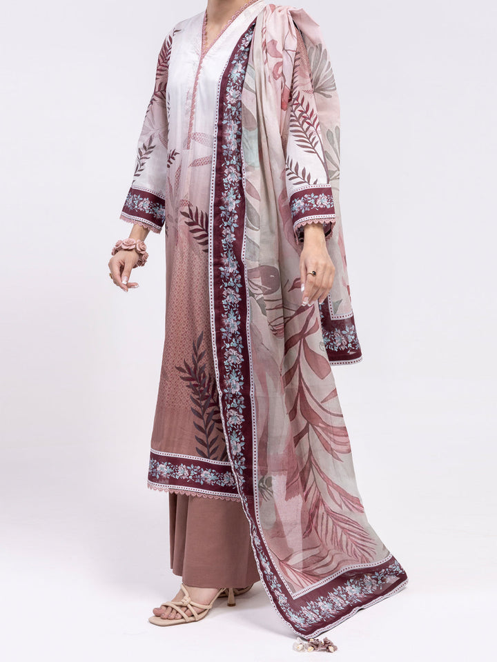 Lawn Brown Unstitched Suit - Almirah