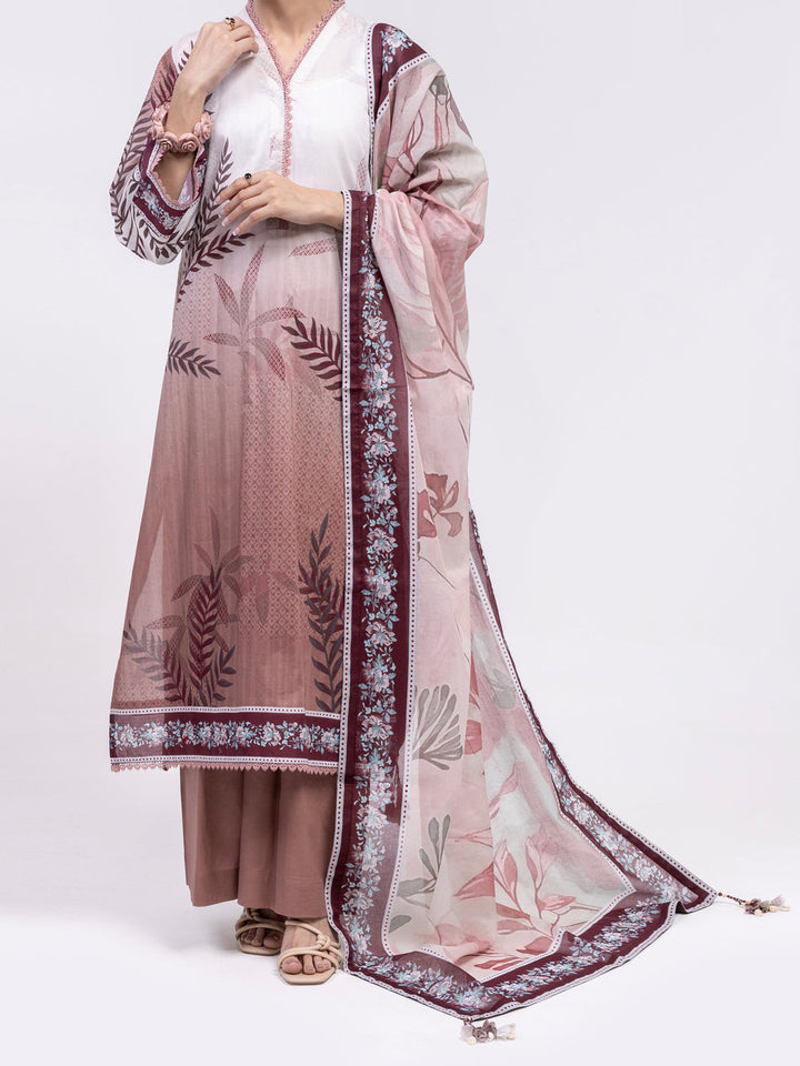 Lawn Brown Unstitched Suit - Almirah