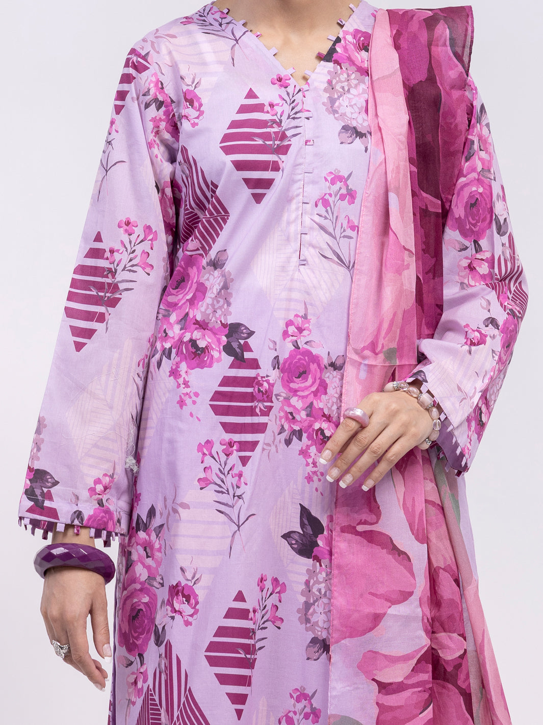 Lawn Purple Unstitched Suit - Almirah