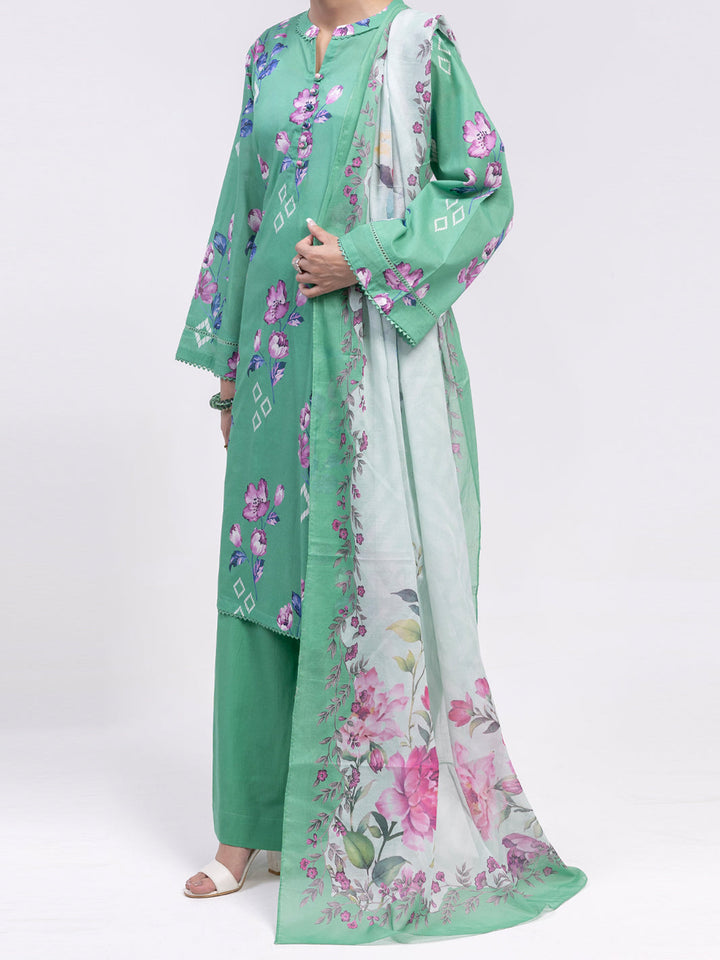 Lawn Green Unstitched Suit - Almirah