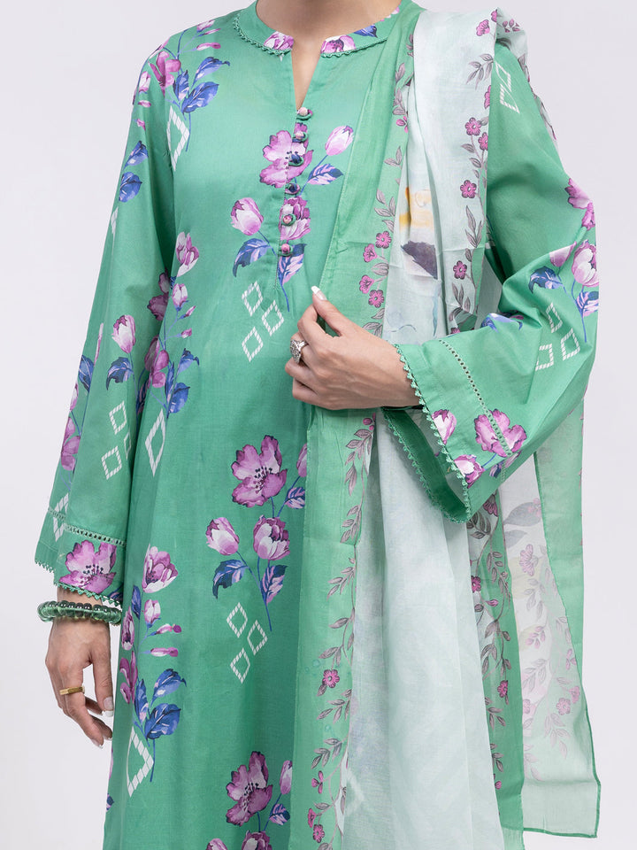 Lawn Green Unstitched Suit - Almirah