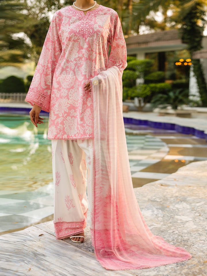 Lawn Pink Unstitched Suit - Almirah
