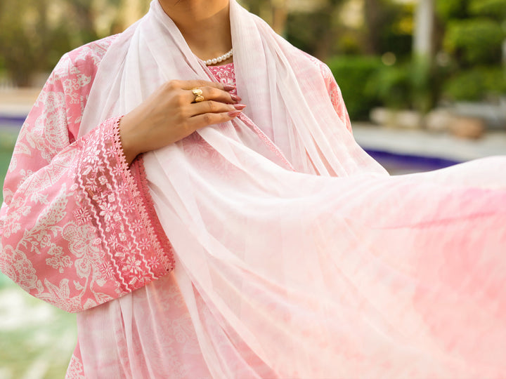 Lawn Pink Unstitched Suit - Almirah