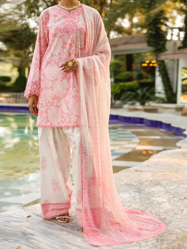 Lawn Pink Unstitched Suit - Almirah
