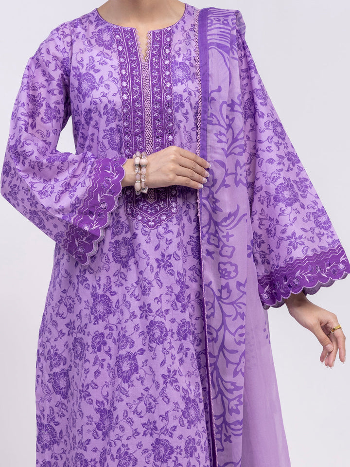 Lawn Purple Unstitched Suit - Almirah