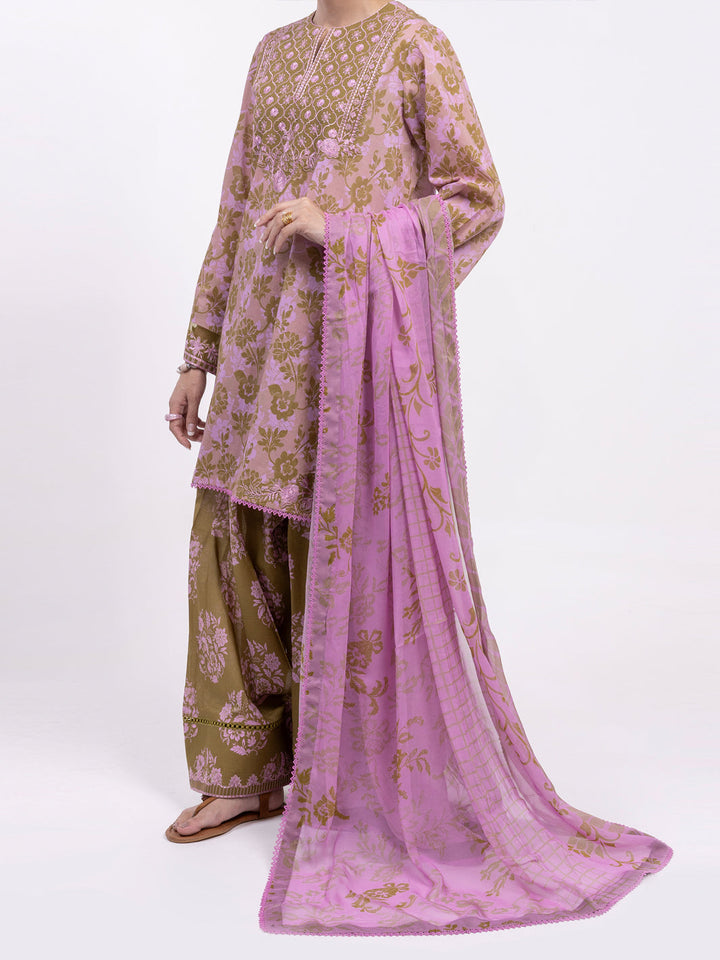 Lawn Pink Unstitched Suit - Almirah