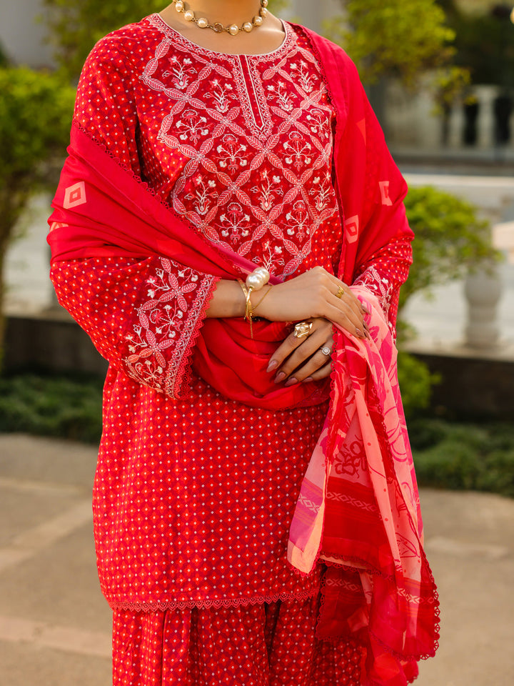 Lawn Fuchsia Unstitched Suit - Almirah