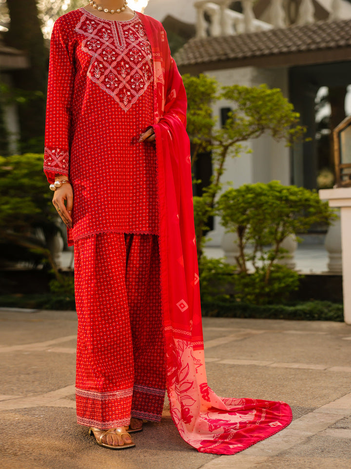 Lawn Fuchsia Unstitched Suit - Almirah