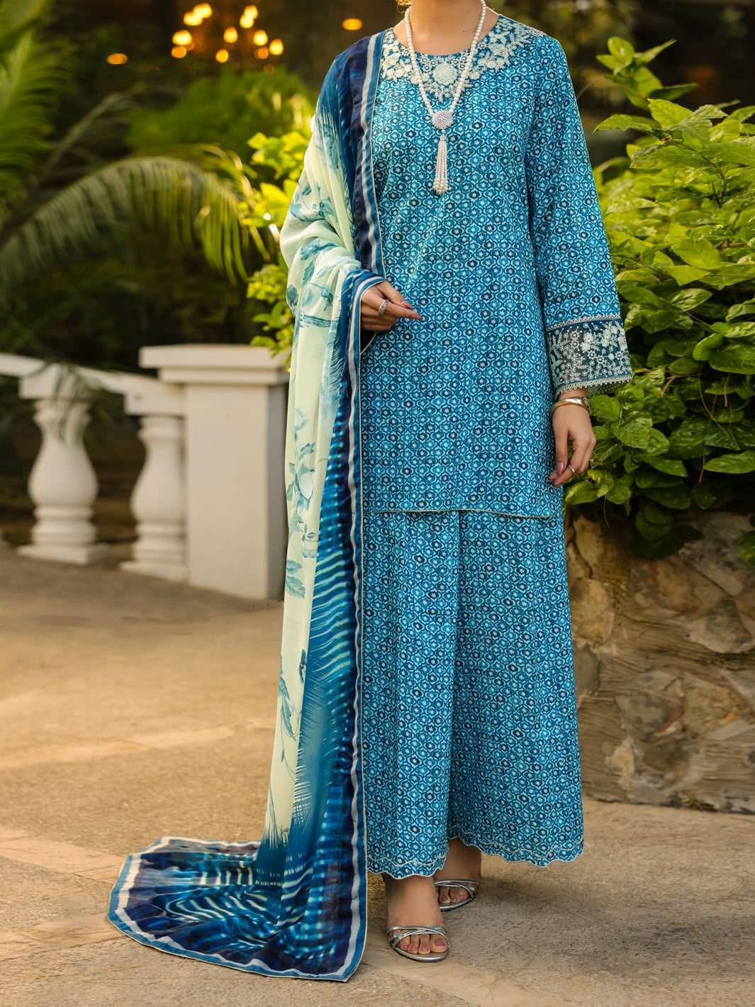 Lawn Blue Unstitched Suit - Almirah